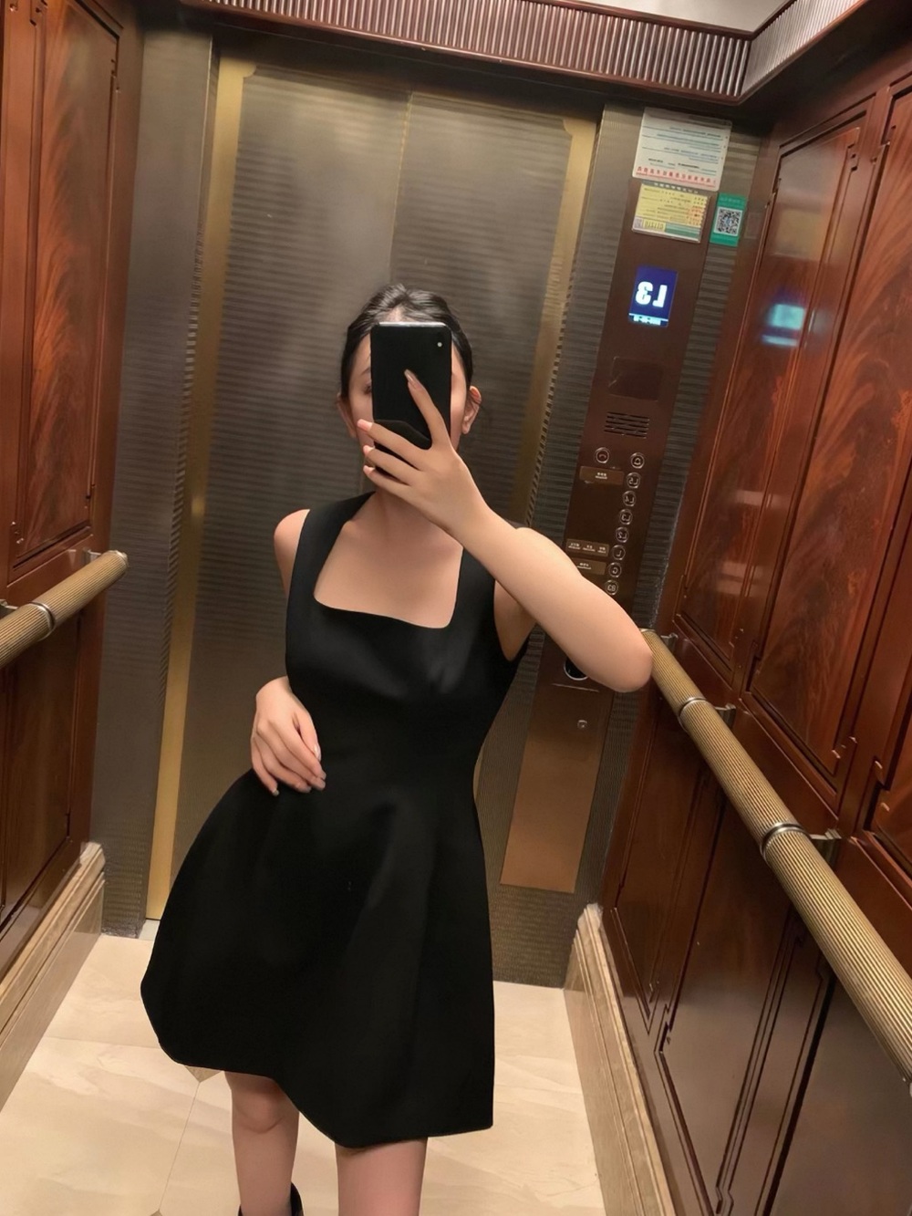 Classic Black Square-Neck Women's Dress